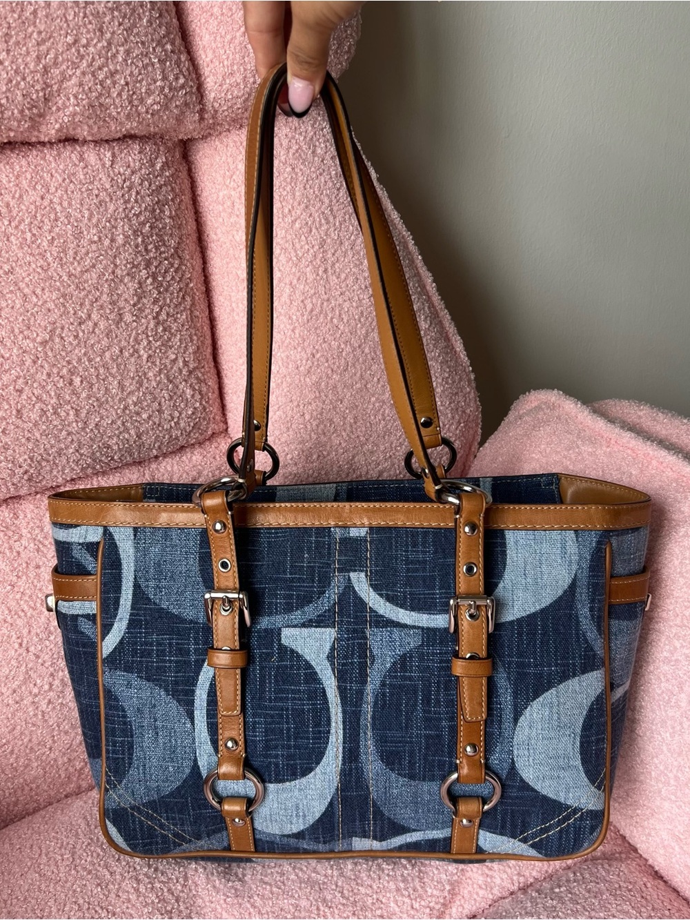 Vintage Coach Denim Signature Gallery Tote